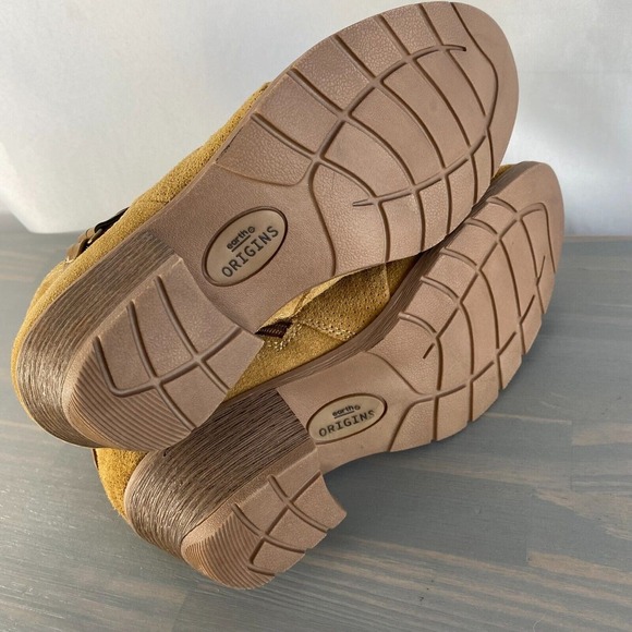 Earth Origins Odel Western Suede Ankle Boots Women Size 9 Bone Brown Chunky Heel - Picture 10 of 12